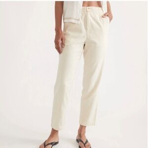 Marine Layer Elle Relaxed Pant Fog Straight Leg Cotton Minimalist Coastal Medium